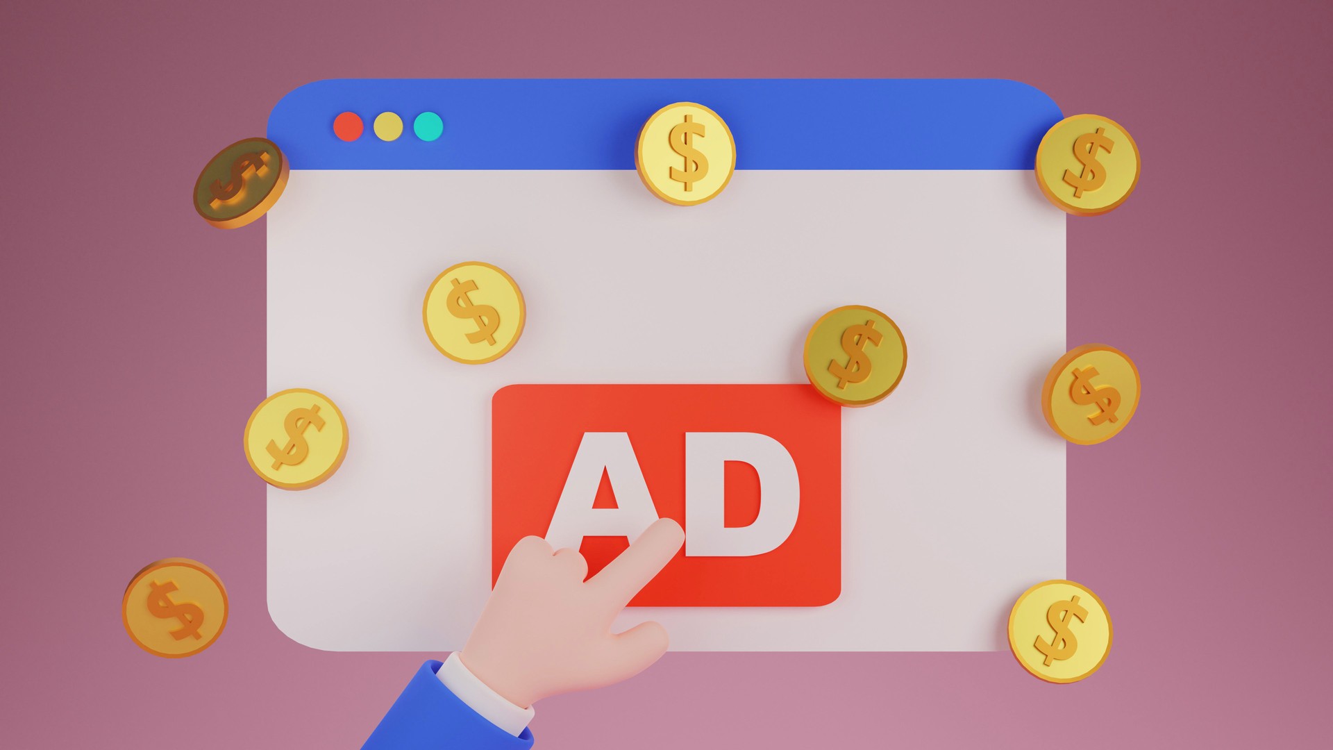 Pay per click. Concept. 3d render illustration.